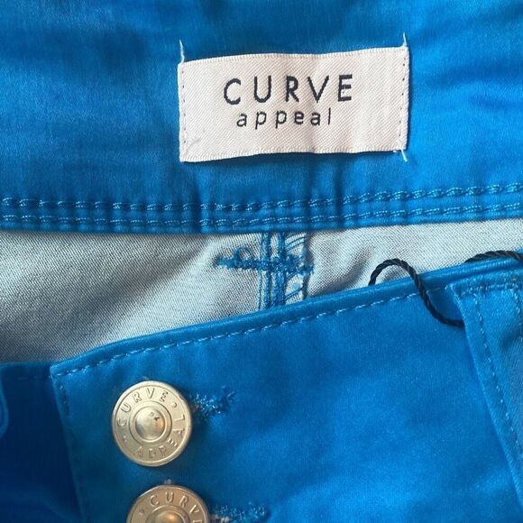 Curve Appeal NWT Tummy Tucking Shaping System Ankle Casual Pant In Ibiza Blue - Picture 3 of 7